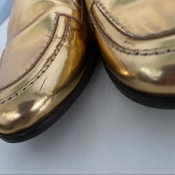 -Kate Spade Metallic Gold Loafers - Picture 7 of 12